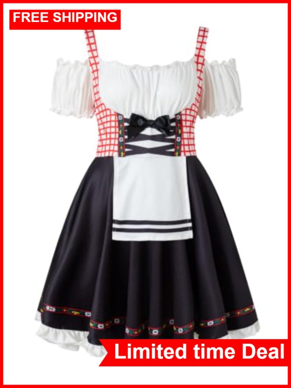 Oktoberfest Dirndl Costume Dress German Bavarian Cosplay Carnival